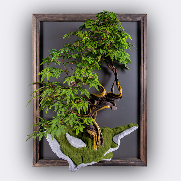 Inverted Leafy 3D Wall Art Bonsai Tree