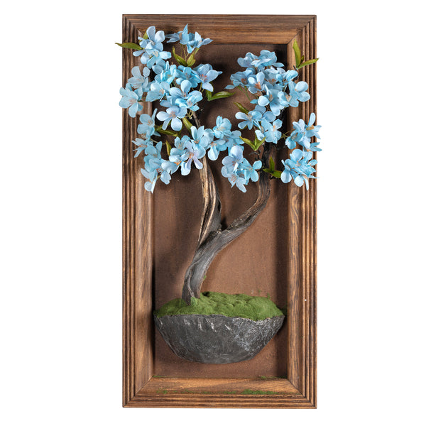 Blue Upward 3D Wall Art Bonsai Tree
