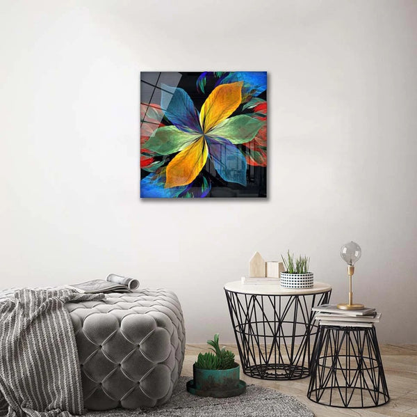 Colorful Leaf Flower Glass painting wall art