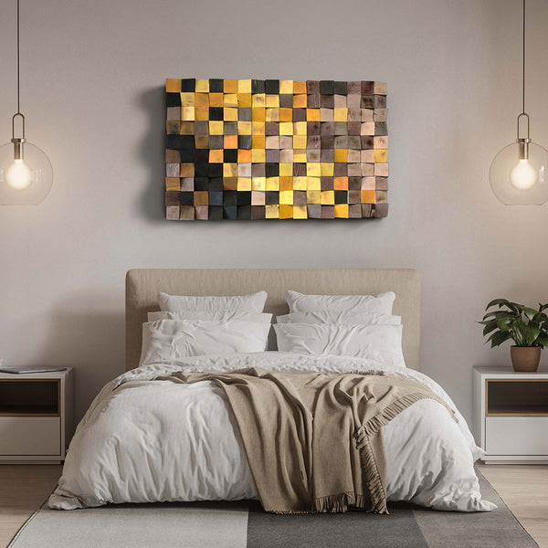 Art | Pixel | decorative wood wall art Brown to Yellow