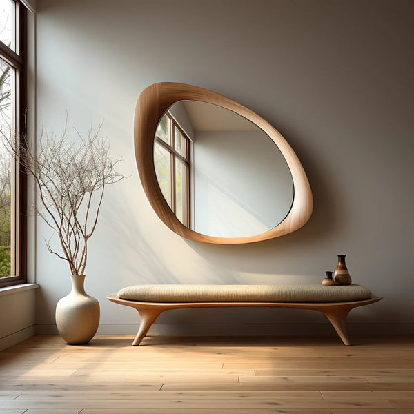 مرآة مربعة من الخشب المستصلح