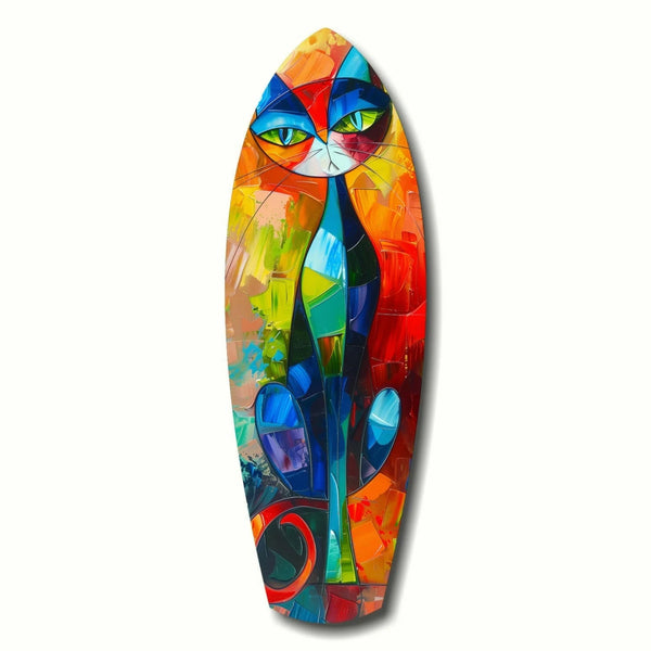 Surfboard Glass wall art | Cubic Cat