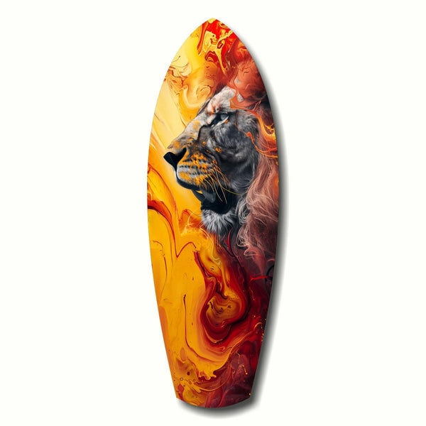 Surfboard Glass wall art | Lion