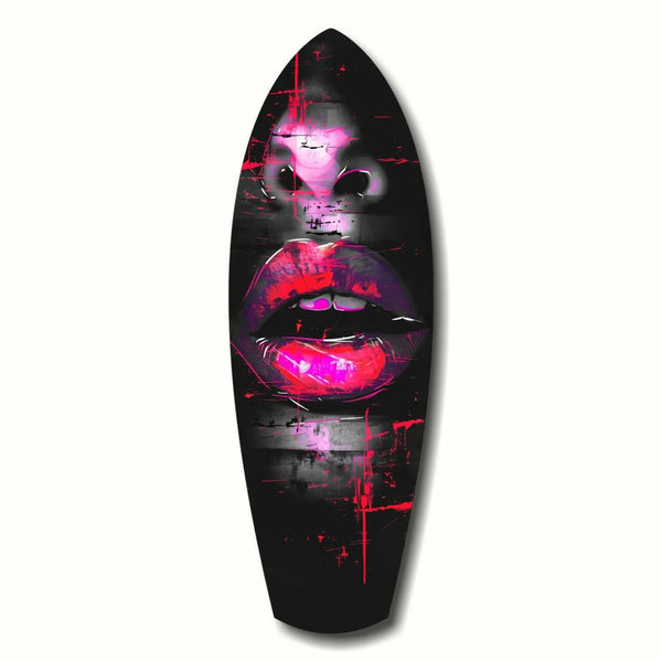 Surfboard Glass wall art | Colorful Lips