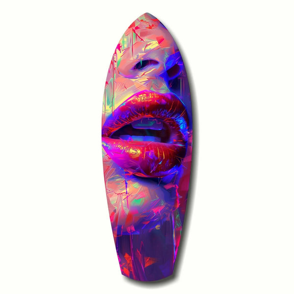Surfboard Glass wall art | Colorful Lips