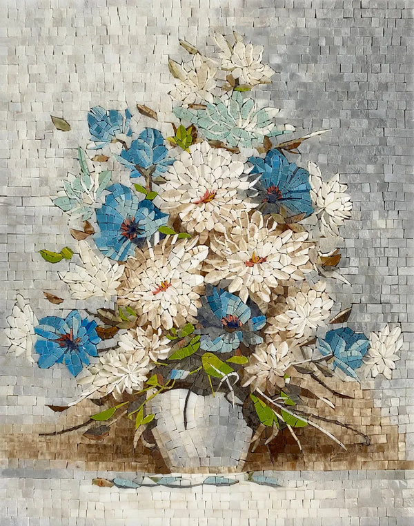 Overflowing Vase of Blue Anemones