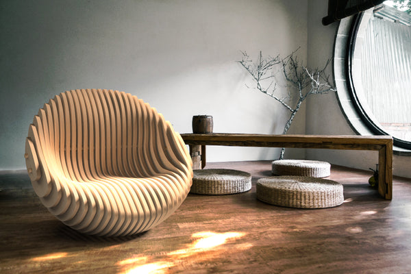 فن | بارامترية | كرسي الكرة الأرضية المزخرف مصنوع من الخشب