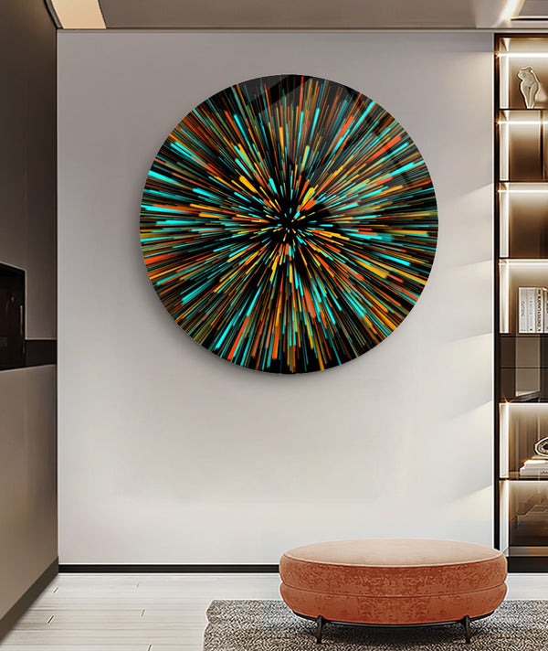 Abstract Round Glass Painting wall panels