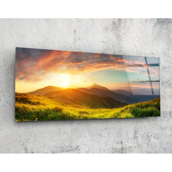 Valley - Glass painting wall art 92x36cm