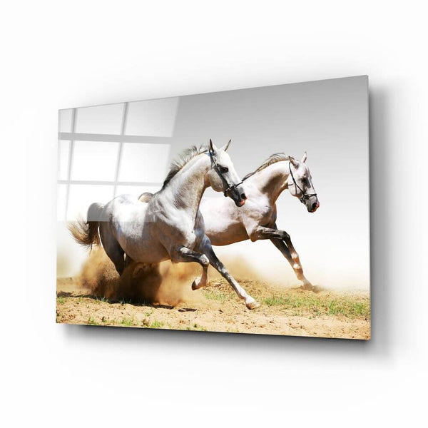 Power of running horses - Glass wall art