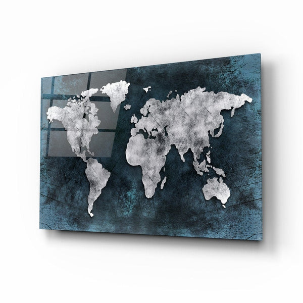 World map | Glass wall art