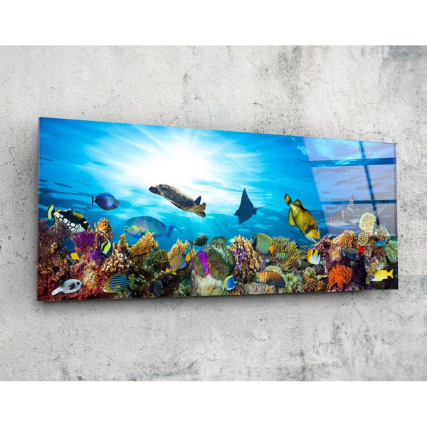 البحر - لوحة جدارية مطبوعة على الزجاج مقاس 92×36 سم