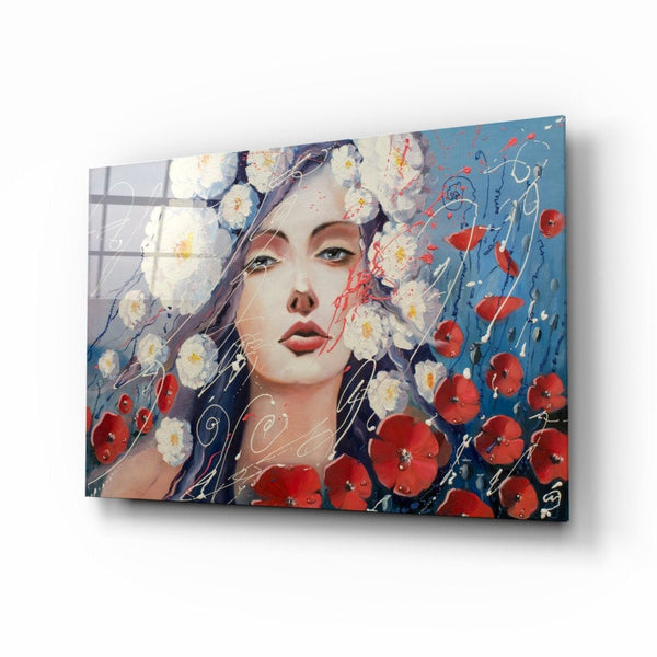 Woman and Flowers | Glass printing wall art