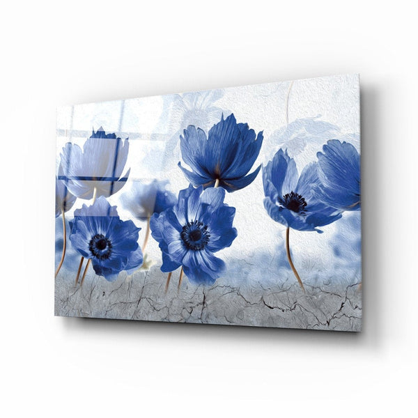 Blue Flowers Glass printing wall art