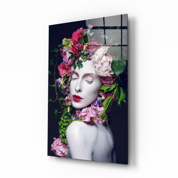 Flower Woman Glass printing wall art